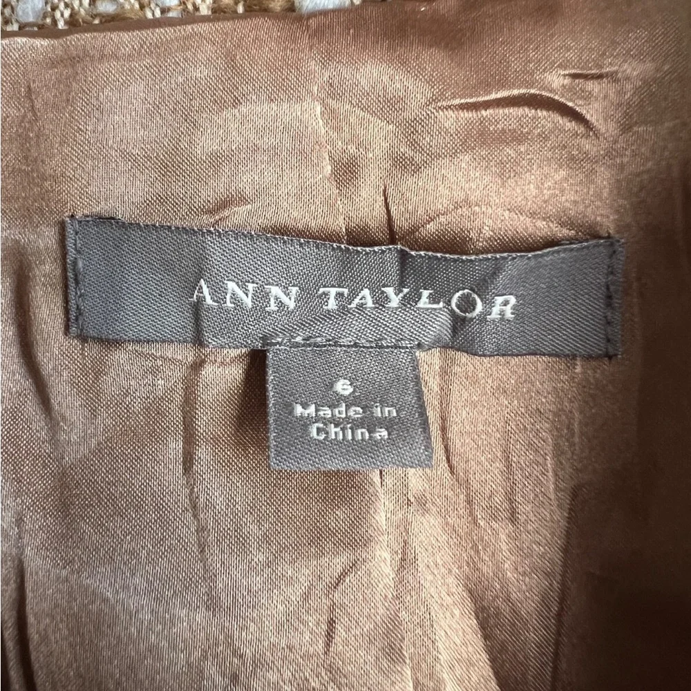 Ann Taylor Tan and Cream Bouclé Button Blazer